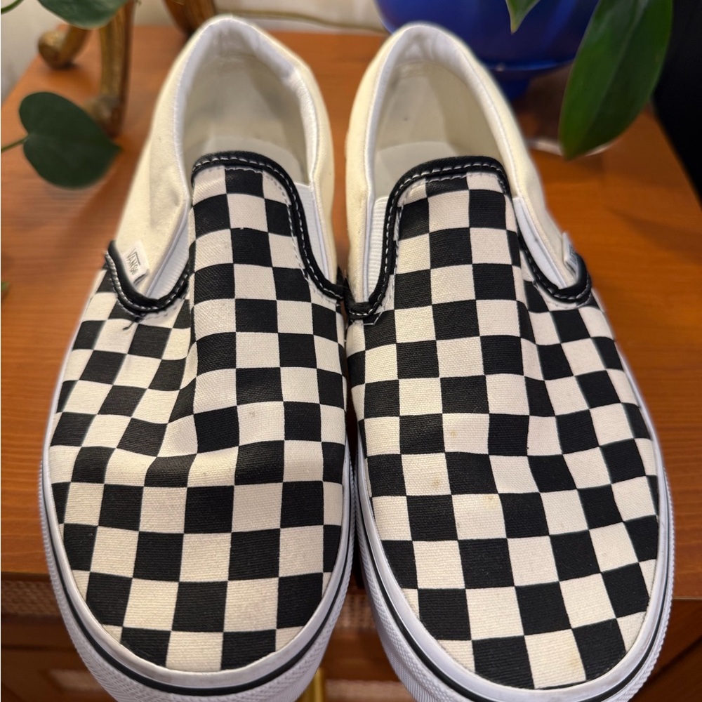Vans Checkered Slip-On Shoes - Black and White